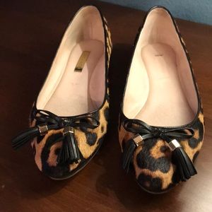 Leopard print ballet flats with tassel